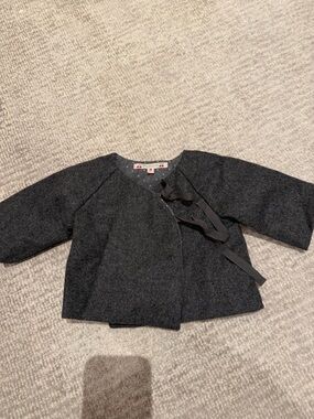 Bonpoint Charcoal Gray Wool Ribbon Jacket for Kids
